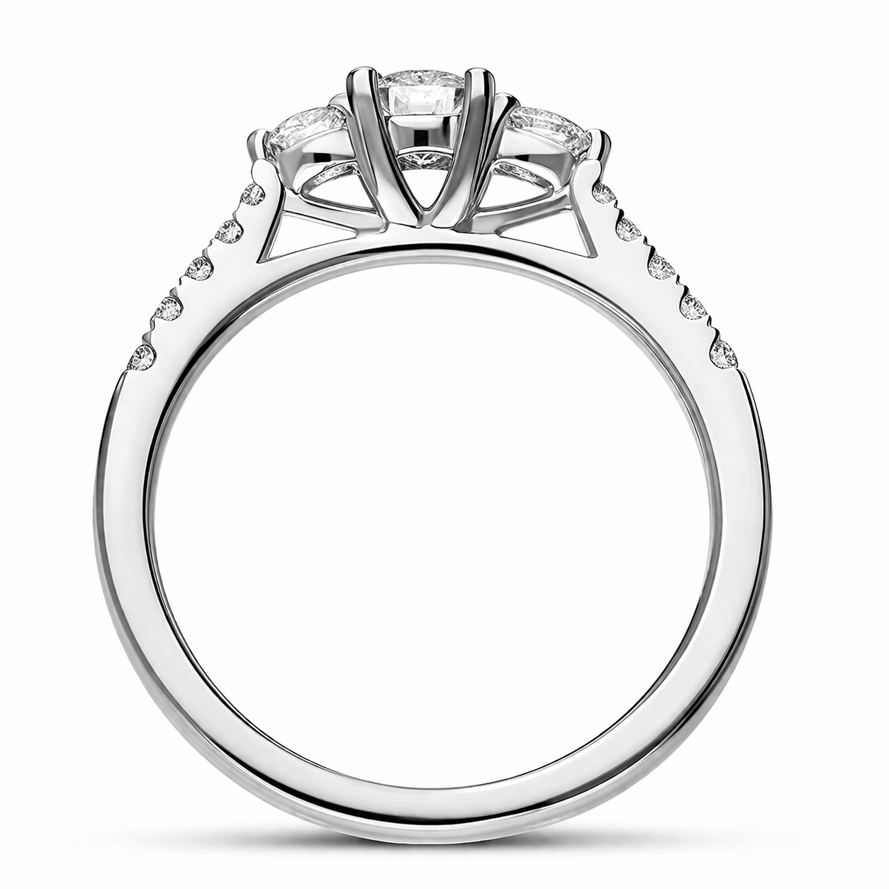 Platinum Diamond Three Stone Oval Cut Ring 16812 Image 3