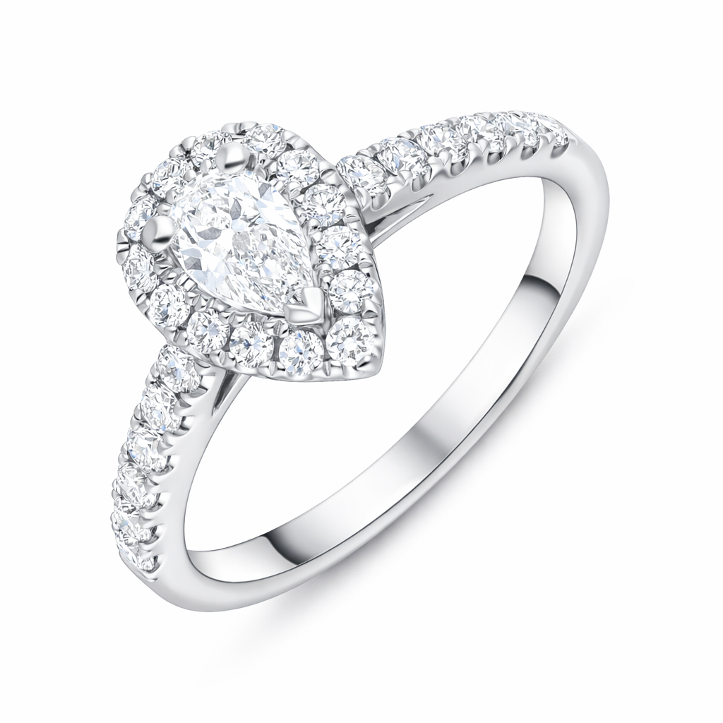 Platinum GIA Certified FVS2 0.75ct Diamond Pear Cut Cluster Ring DMN-2975 Image 1