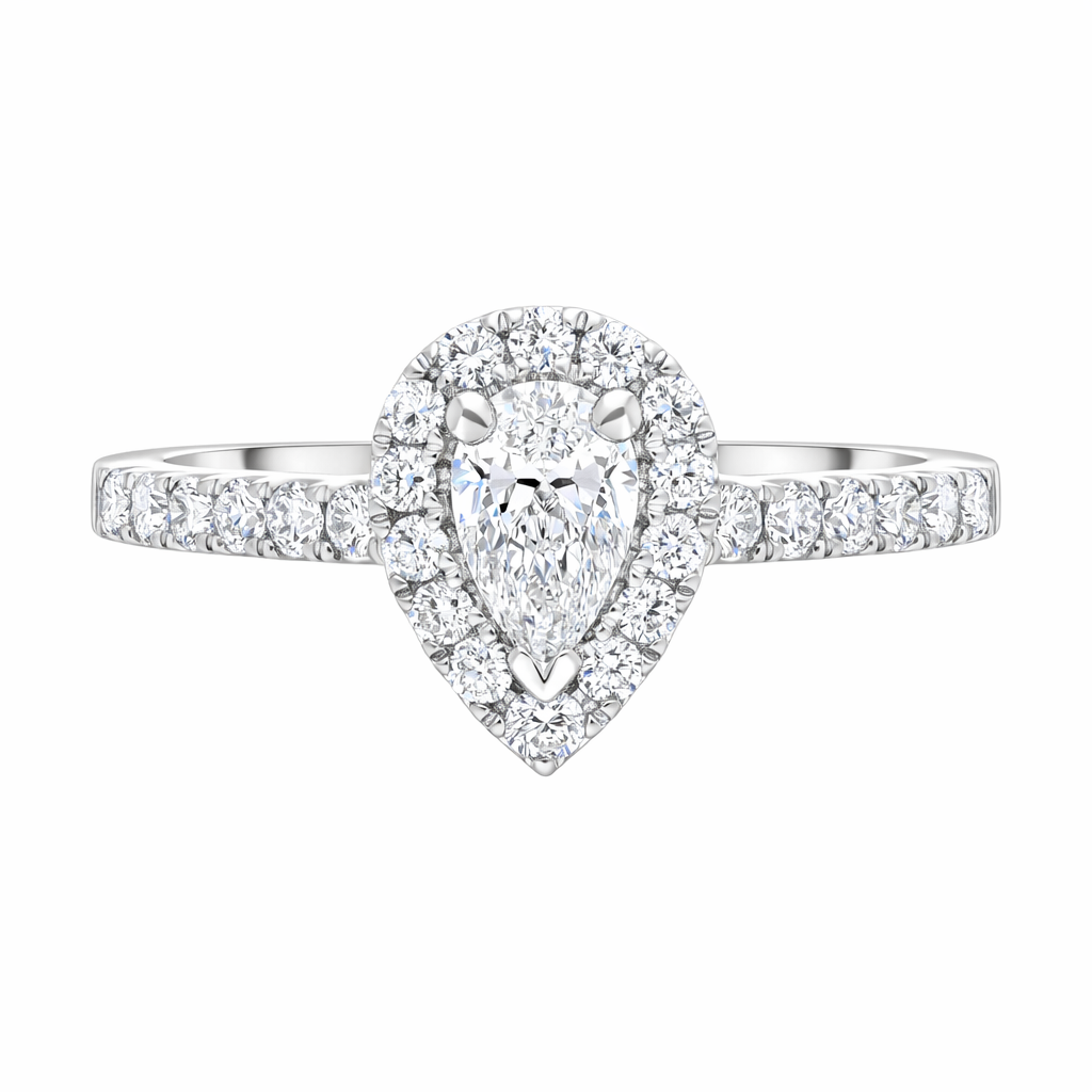 Platinum GIA Certified FVS2 0.75ct Diamond Pear Cut Cluster Ring DMN-2975 Image 2