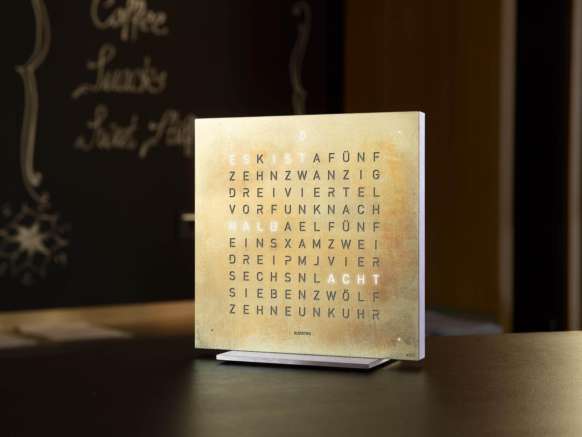 QLOCKTWO Earth 13.5 Creators Edition Silver And Gold Table Clock Watch T4SENSG Image 4