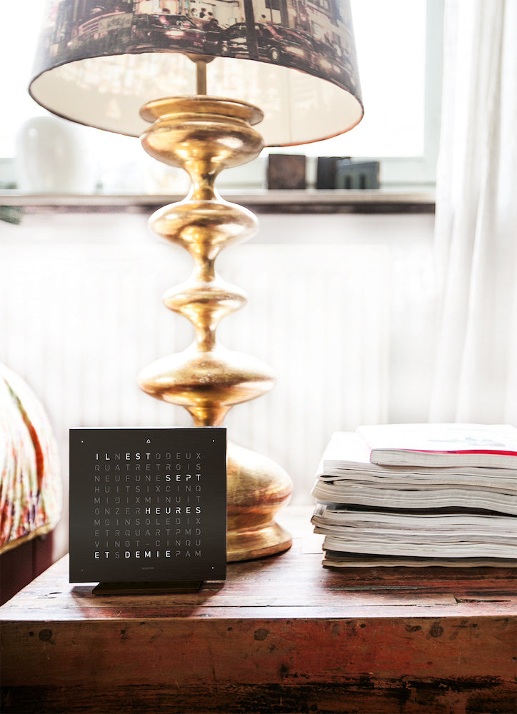 QLOCKTWO Earth 13.5 Deep Black Table Clock Watch T4BLENSSBL Image 4
