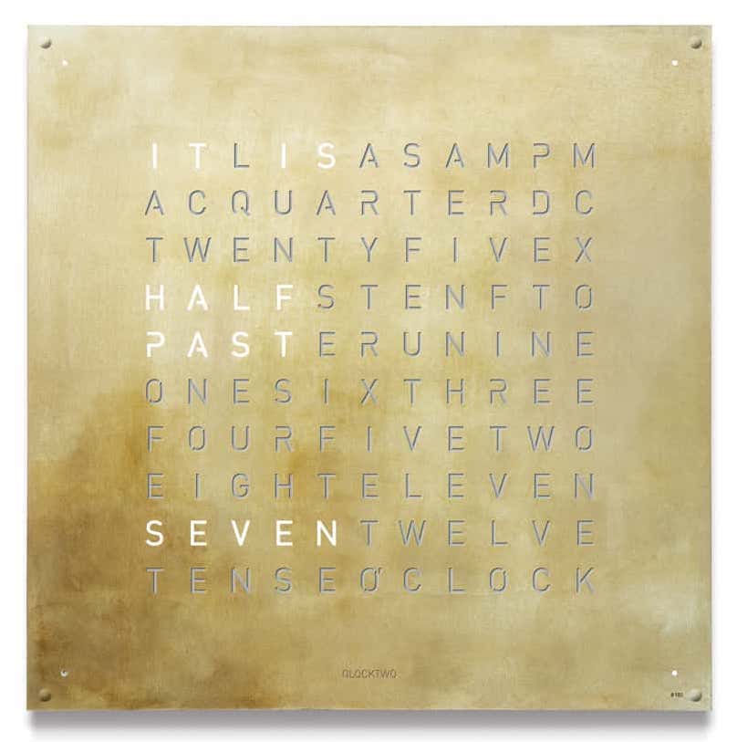 QLOCKTWO Earth 180 Creators Edition Silver & Gold Wall Clock Watch Q180ENSG Image 1