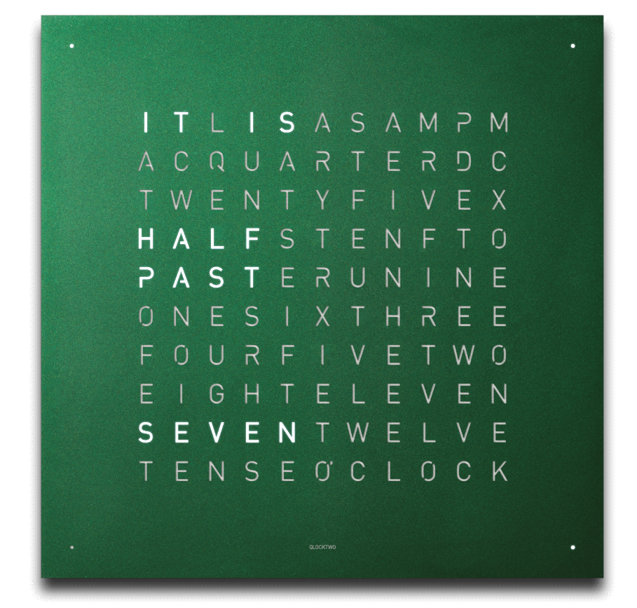 QLOCKTWO Earth 45 Green Velvet Wall Clock Watch QT4ENRGVC Image 1
