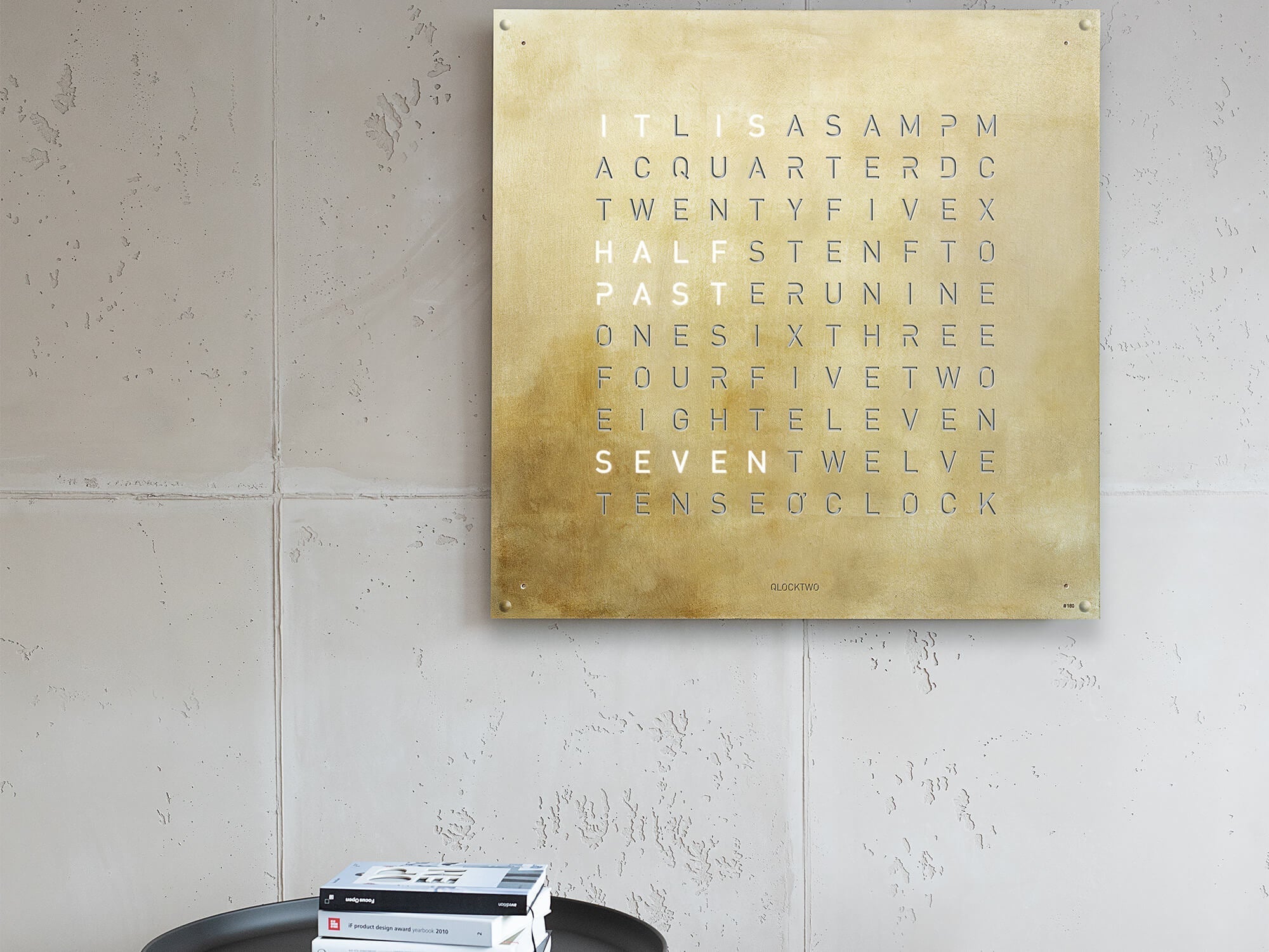 QLOCKTWO Earth 90 Creators Edition Silver & Gold Wall Clock Watch LG4ENSG Image 6