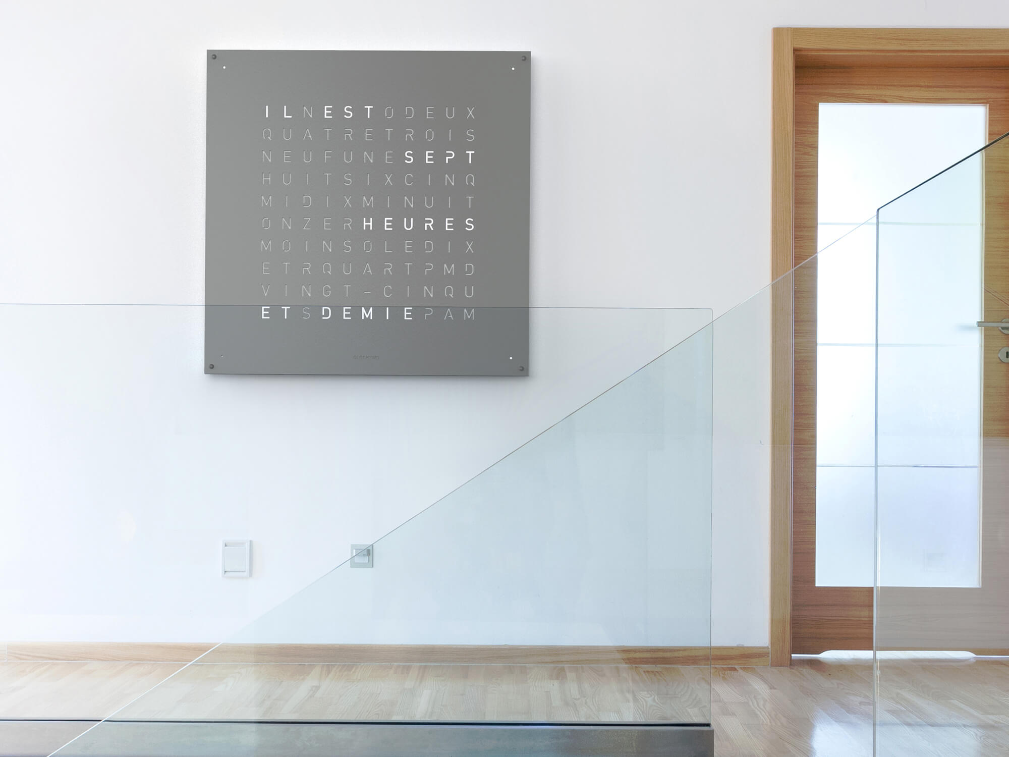 QLOCKTWO Earth 90 Grey Pepper Wall Clock Watch LG4ENGRPC Image 6