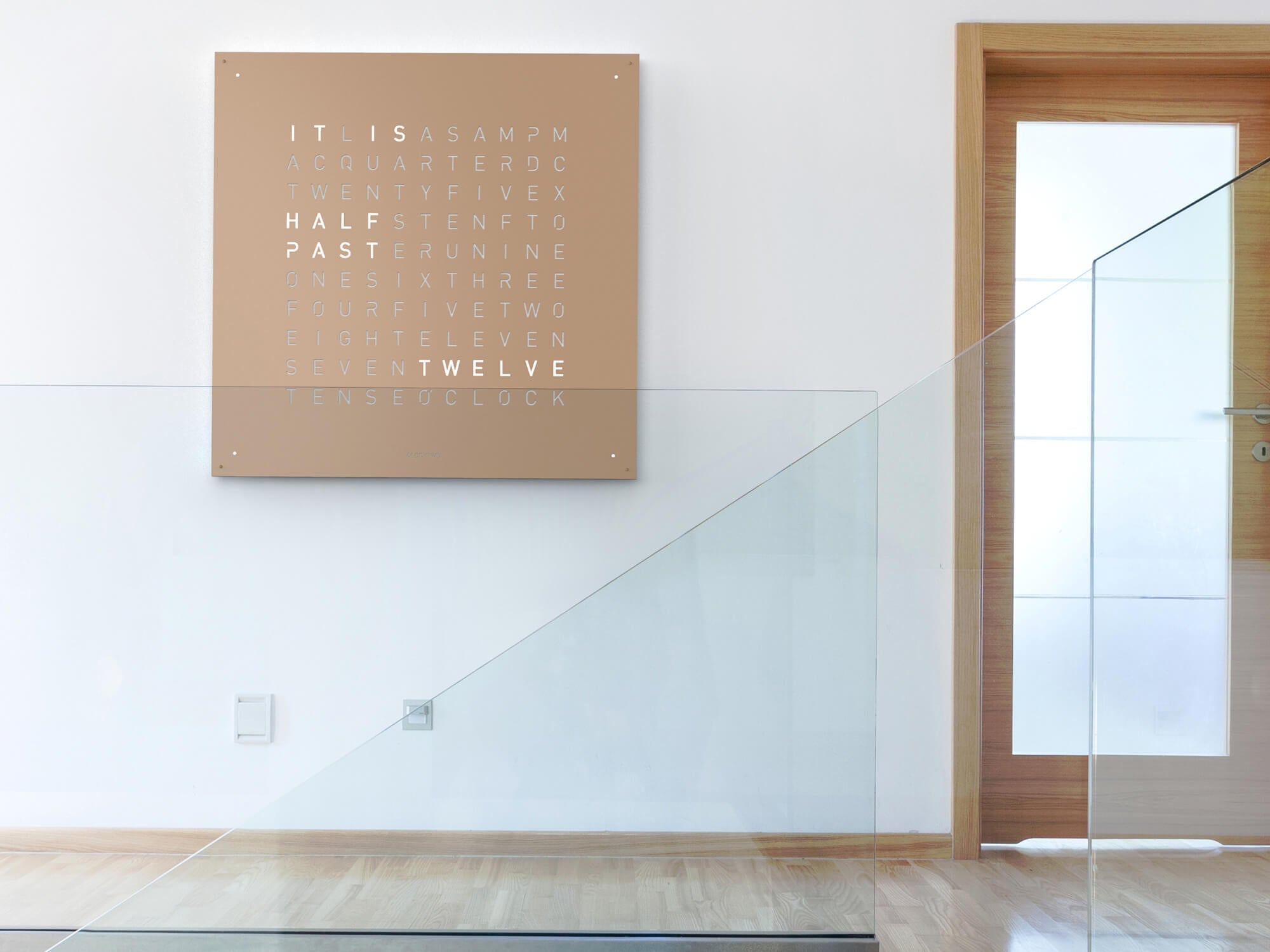 QLOCKTWO Earth 90 Hazelnut Wall Clock Watch LG4ENHAPC Image 3