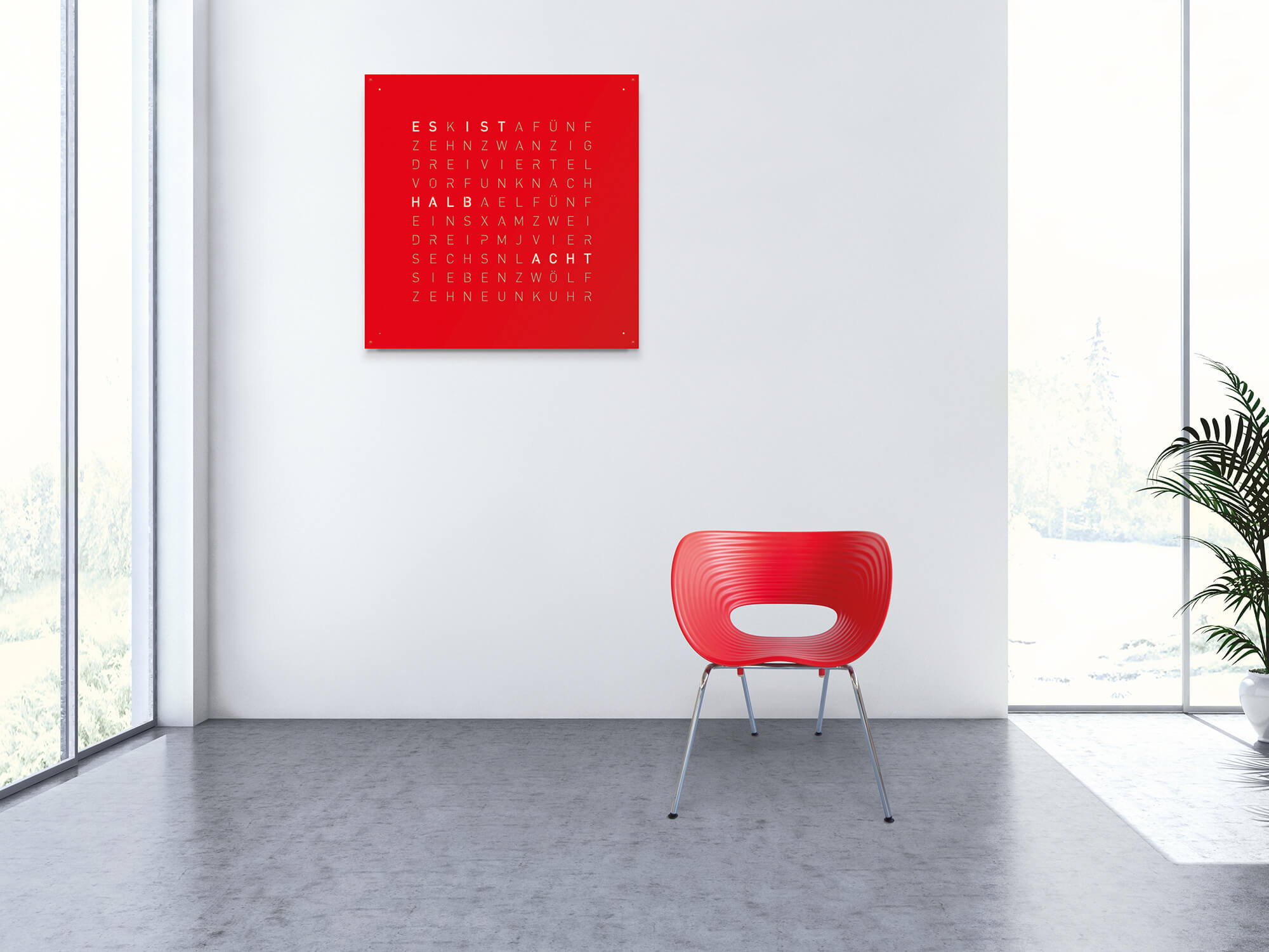 QLOCKTWO Earth 90 Red Pepper Wall Clock Watch LG4ENREPC Image 3