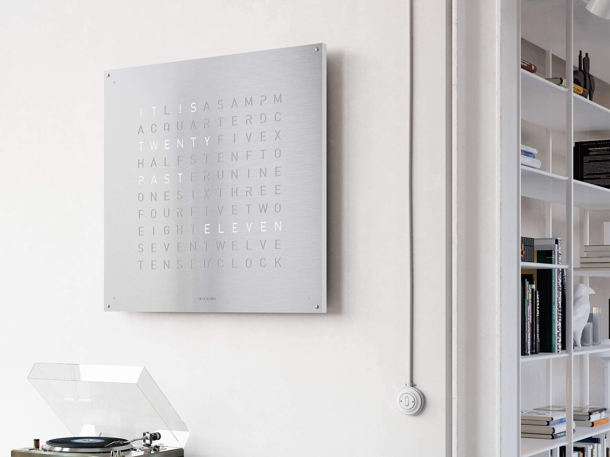 QLOCKTWO Earth 90 Stainless Steel Wall Clock Watch LG4ENSS Image 3