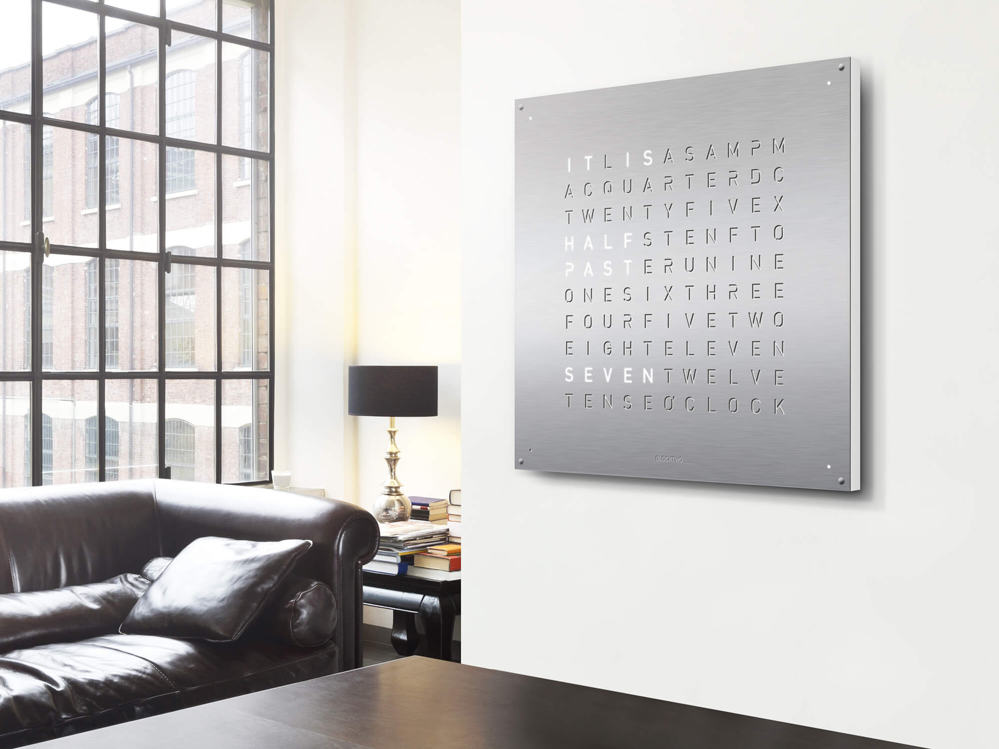 QLOCKTWO Earth 90 Stainless Steel Wall Clock Watch LG4ENSS Image 4