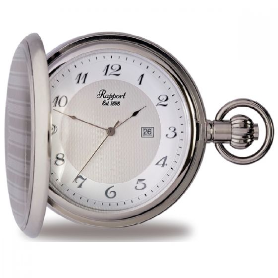 Rapport Pocket Watch Full Hunter Silver Tone PW71 Image 1