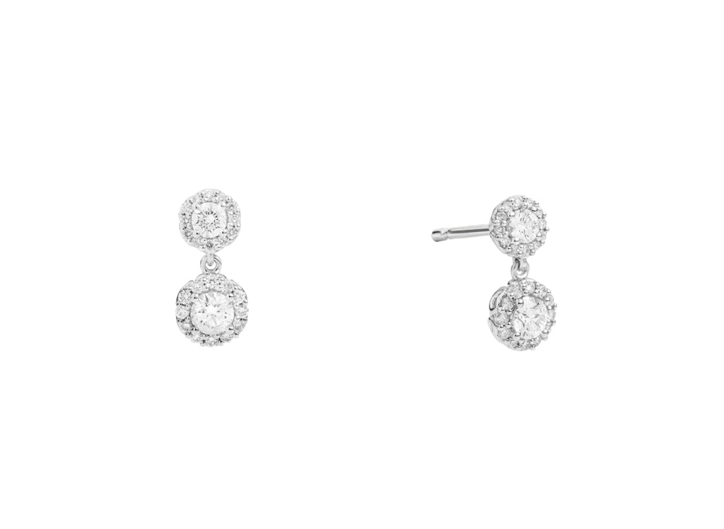 Recarlo Anniversary Halo 18ct White Gold Diamond Earrings REC-257 Image 1