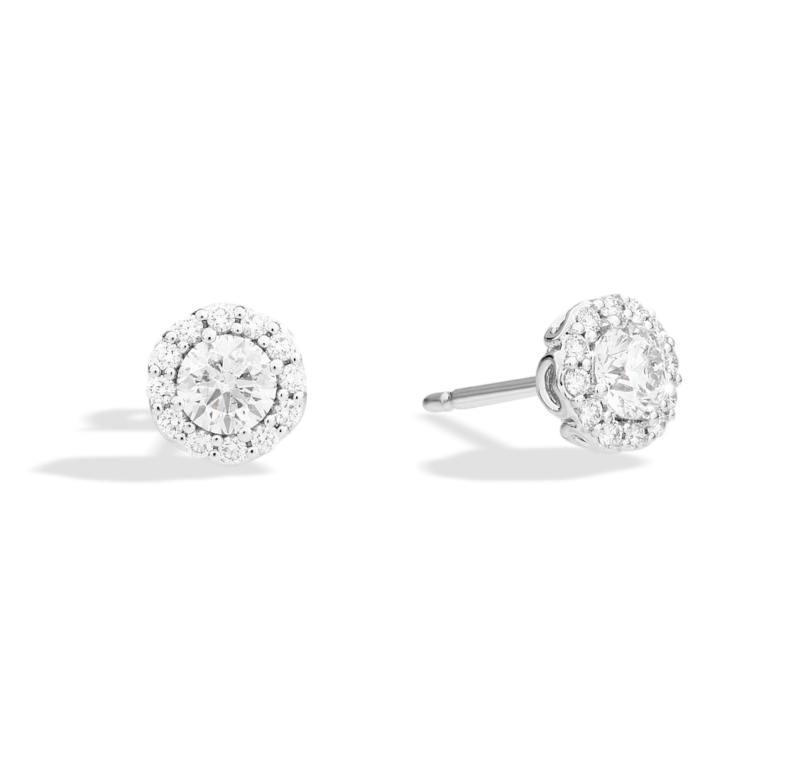 Recarlo Anniversary Halo 18ct White Gold Diamond Stud Earrings REC-344 Image 1