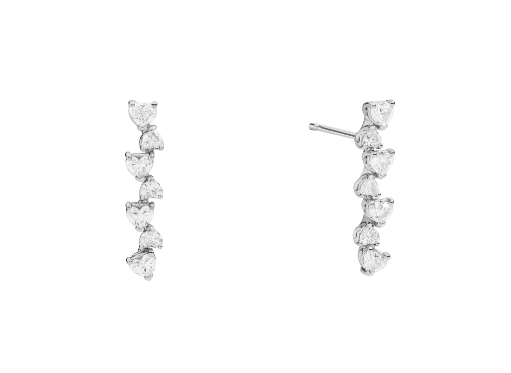 Recarlo Anniversary Love 18ct White Gold Diamond Heart Earrings REC-382 Image 1
