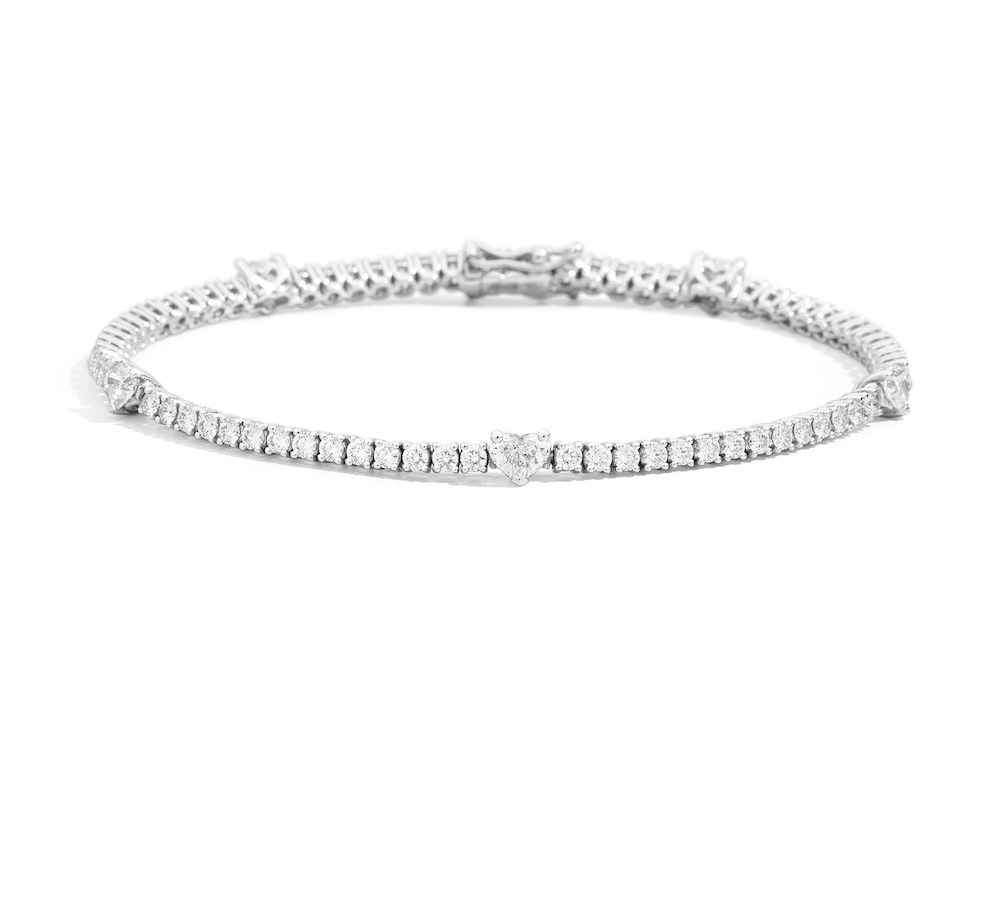 Recarlo Anniversary Love 18ct White Gold Diamond Heart Tennis Bracelet REC-432 Image 1
