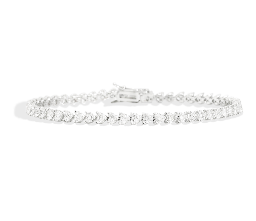 Recarlo Anniversary Love 18ct White Gold Diamond Heart Tennis Bracelet REC-438 Image 1