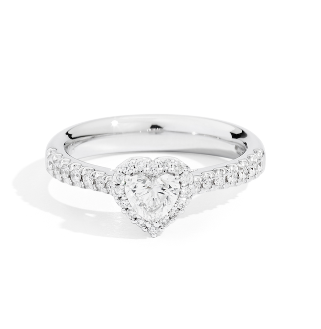 Recarlo Anniversary Love Halo 18ct White Gold Diamond Heart Ring REC-458 Image 1