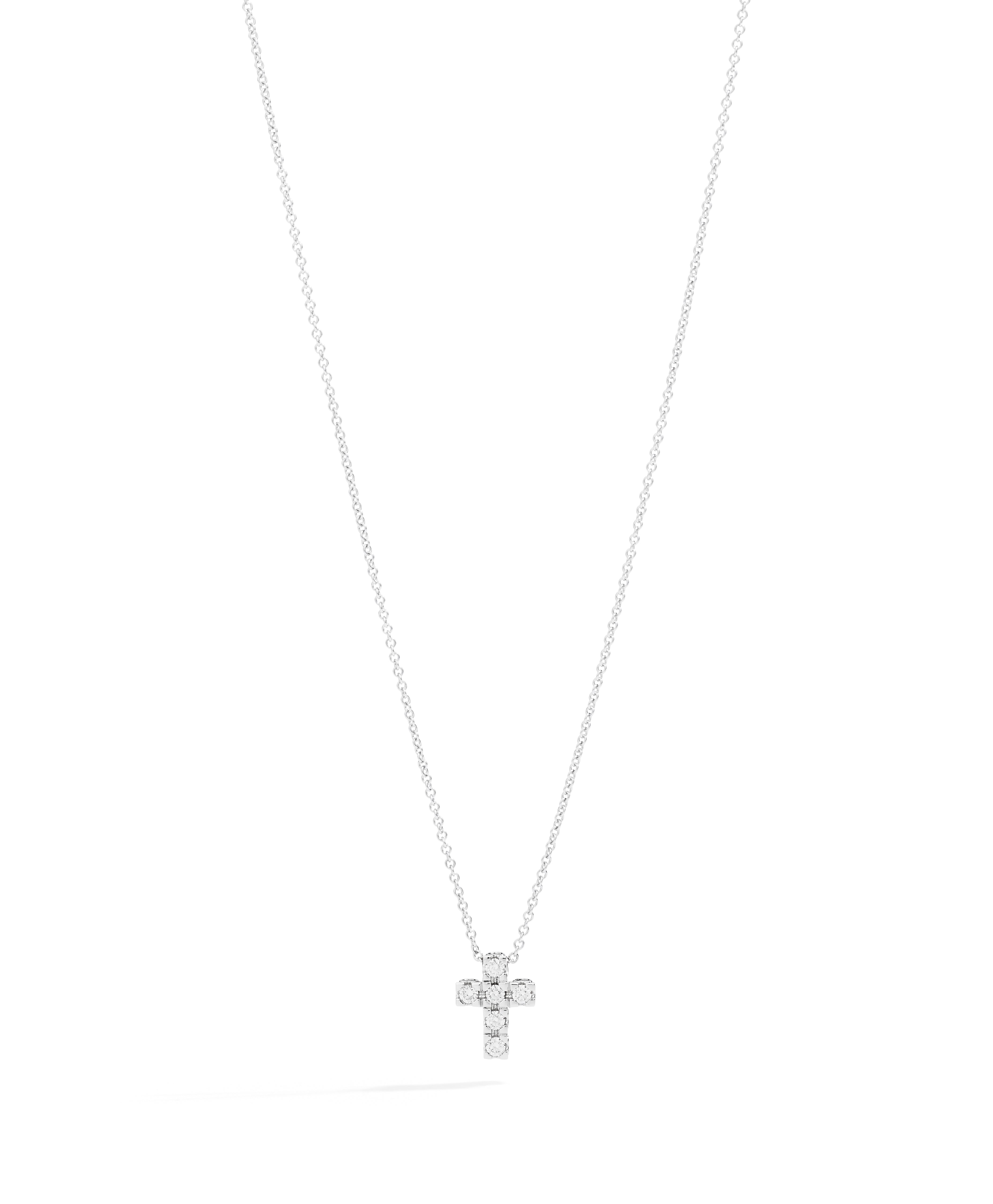 Recarlo Anniversary Square 18ct White Gold Diamond Cross Pendant REC-478 Image 1