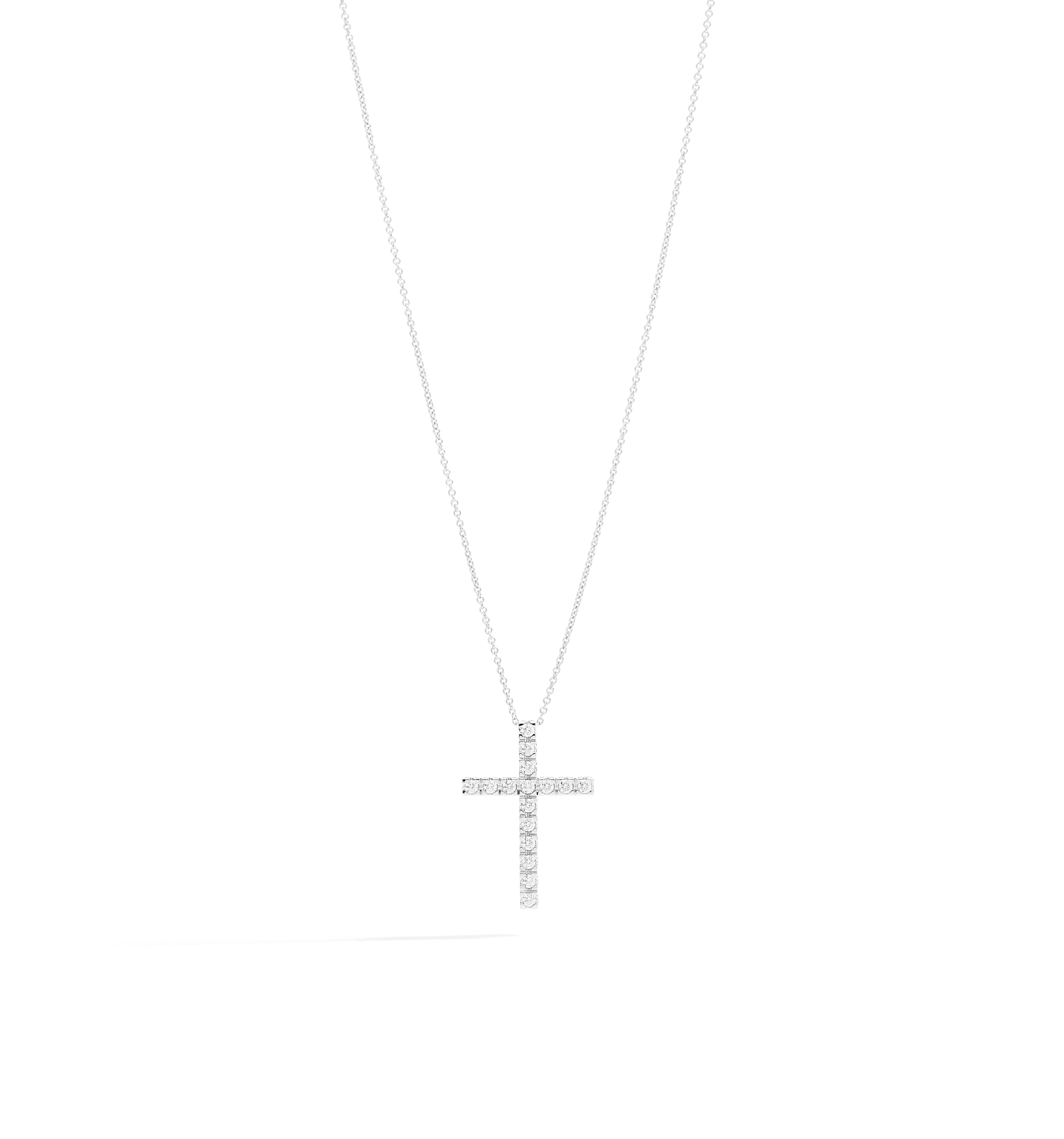 Recarlo Anniversary Square 18ct White Gold Diamond Cross Pendant REC-482 Image 1