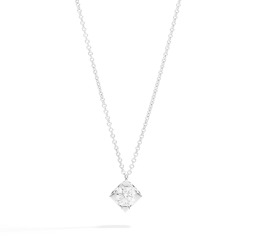 Recarlo Anniversary Square 18ct White Gold Diamond Square Pendant REC-484 Image 1