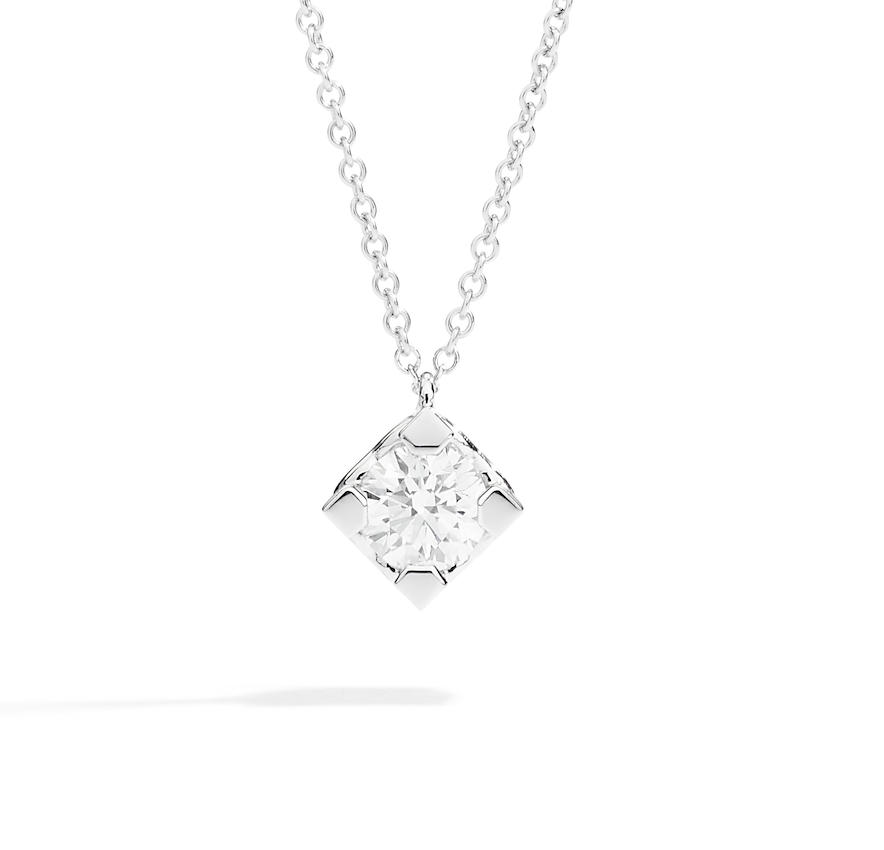 Recarlo Anniversary Square 18ct White Gold Diamond Square Pendant REC-484 Image 2