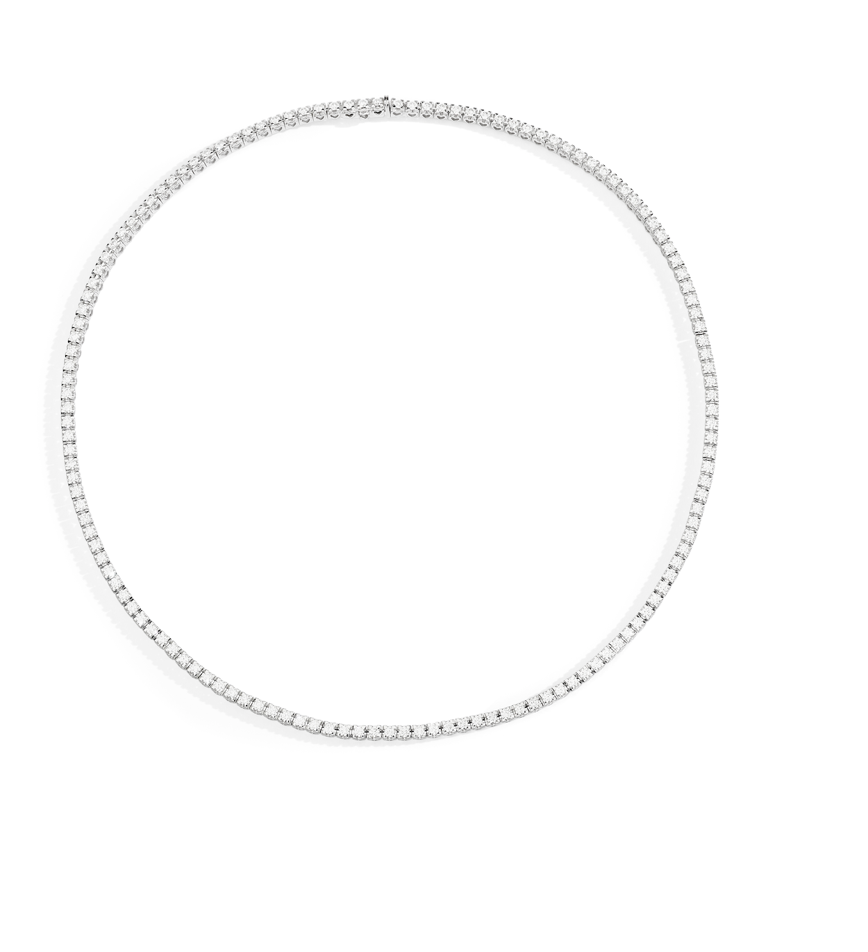 Recarlo Anniversary Square 18ct White Gold Diamond Tennis Necklace REC-473 Image 2