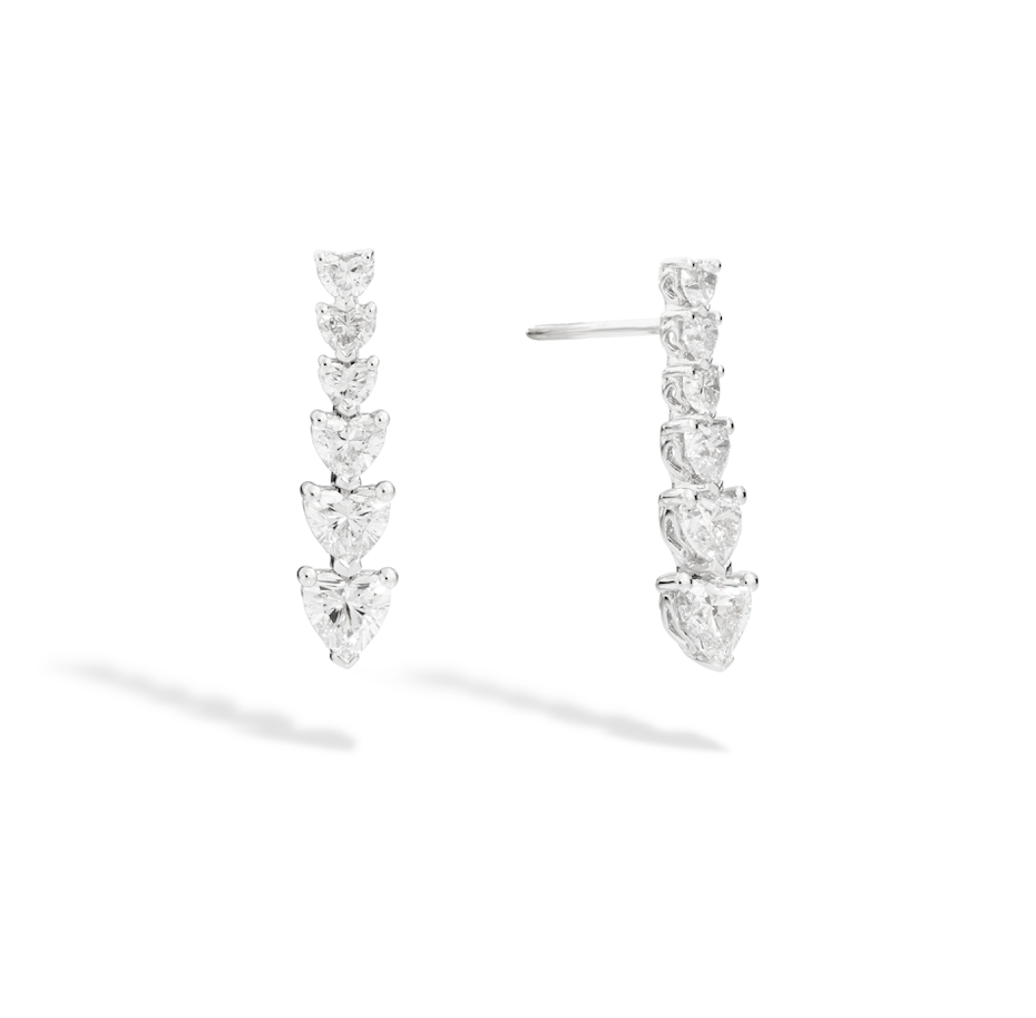 Recarlo Contrarie 18ct White Gold Heart Diamond Drop Earrings REC-025 Image 1