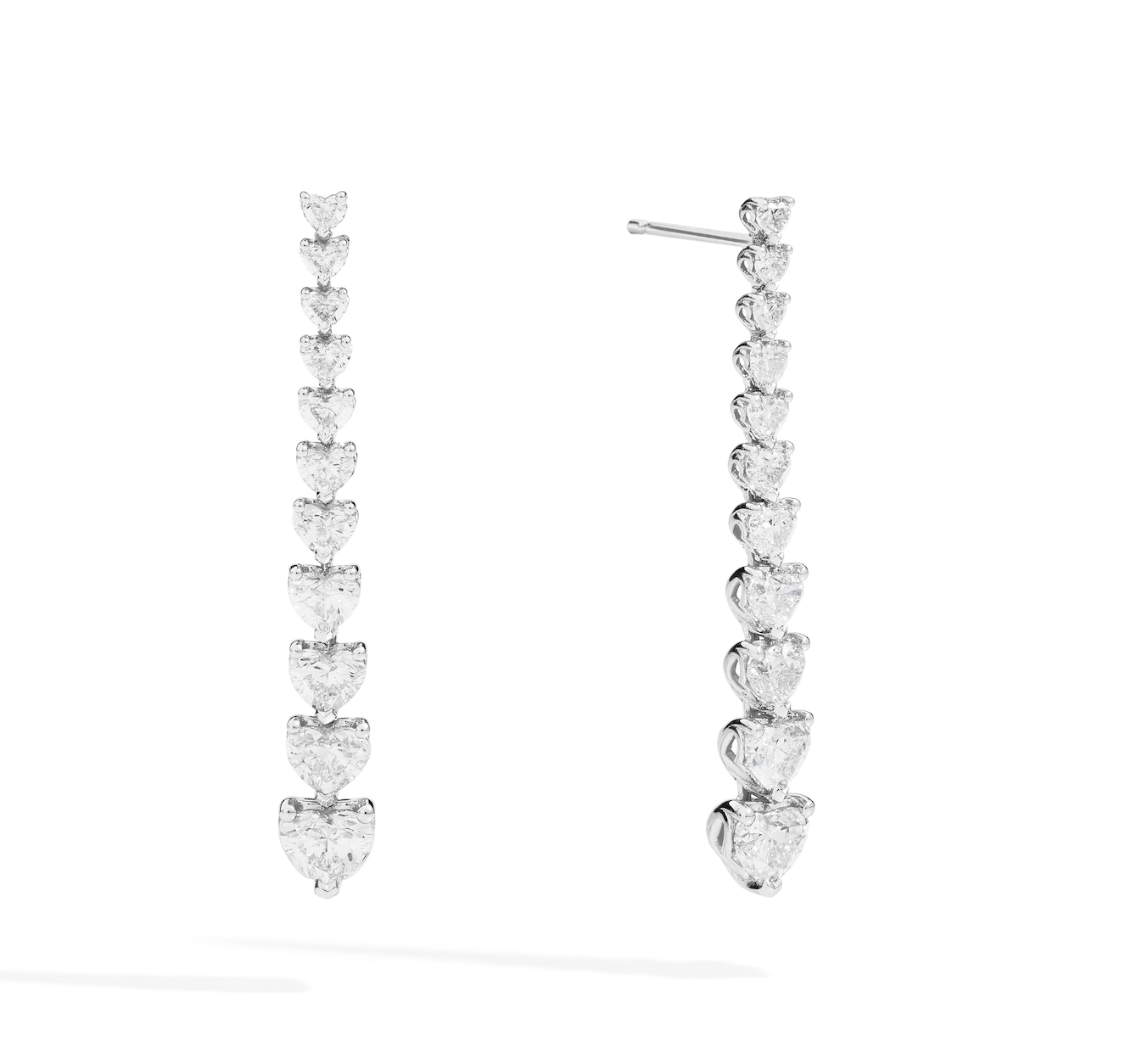 Recarlo Contrarie 18ct White Gold Heart Diamond Drop Earrings REC-026 Image 1