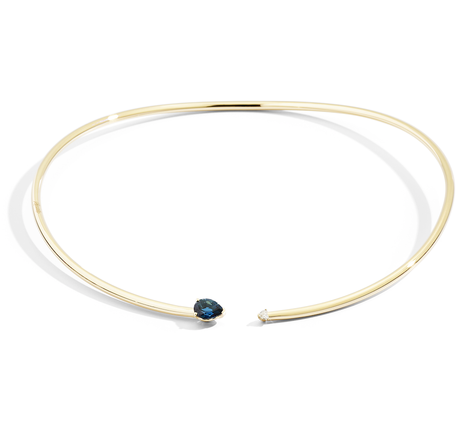 Recarlo More 18ct Yellow Gold Blue Topaz and Diamond Necklace REC-130 Image 1