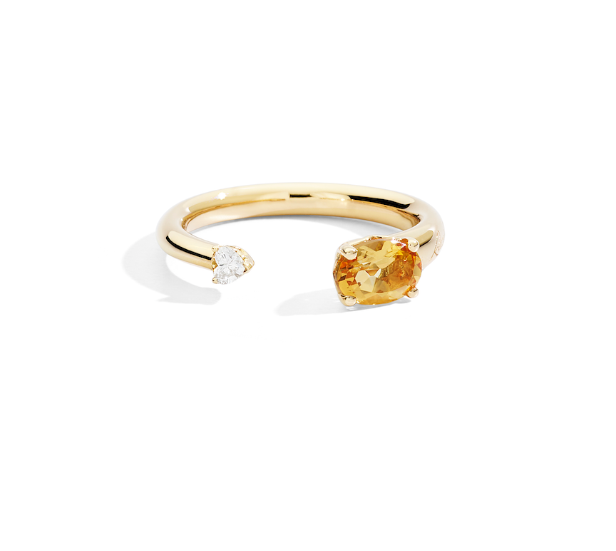 Recarlo More 18ct Yellow Gold Citrine and 0.21ct Diamond Ring REC-197 Image 1