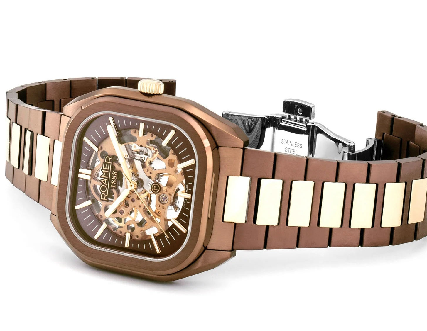 Roamer Mechano Brown Skeleton Watch 985986 43 65 20 Image 3