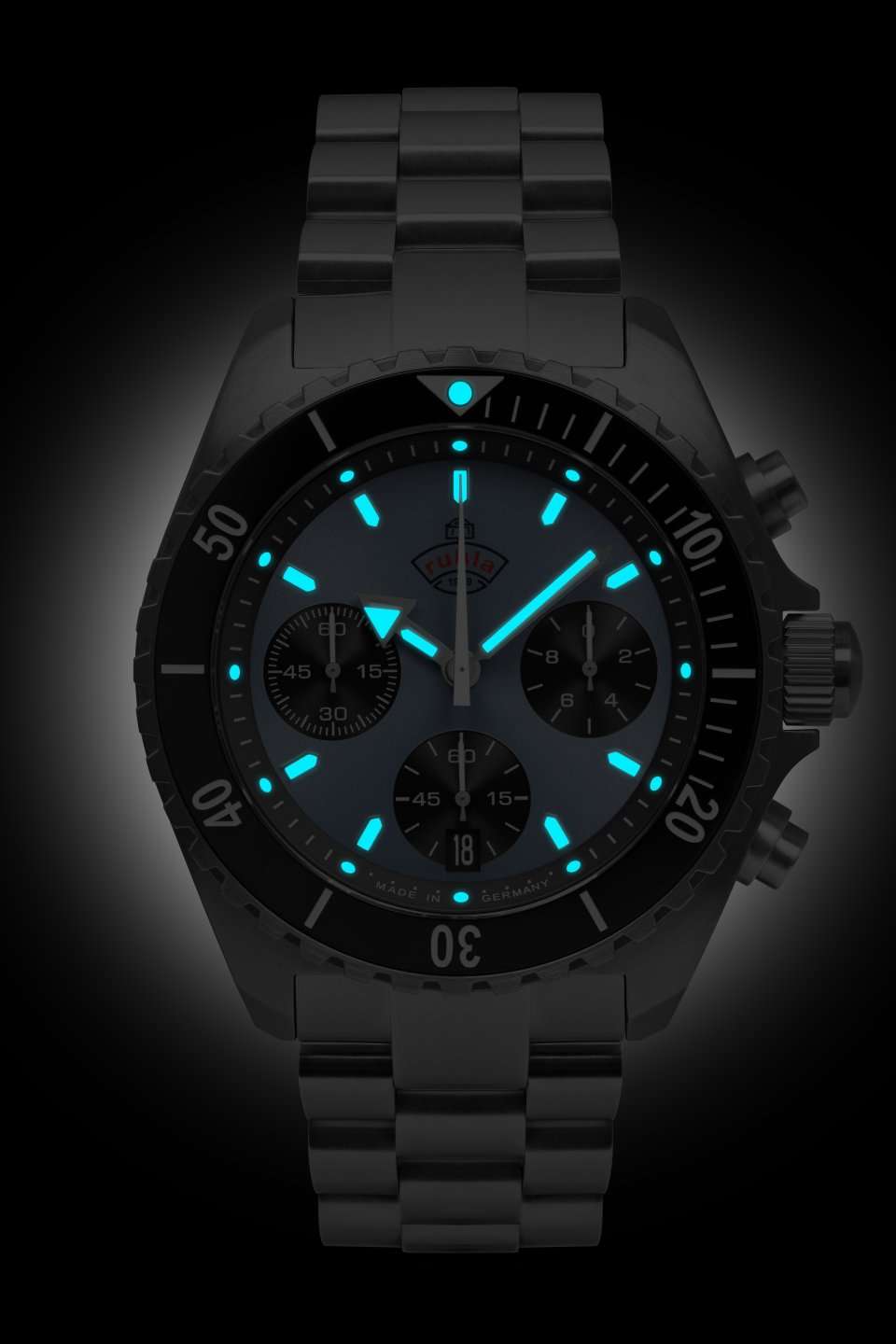 Ruhla 1929 Glasbach Cup Quartz Chronograph Watch 4970M5 Image 2