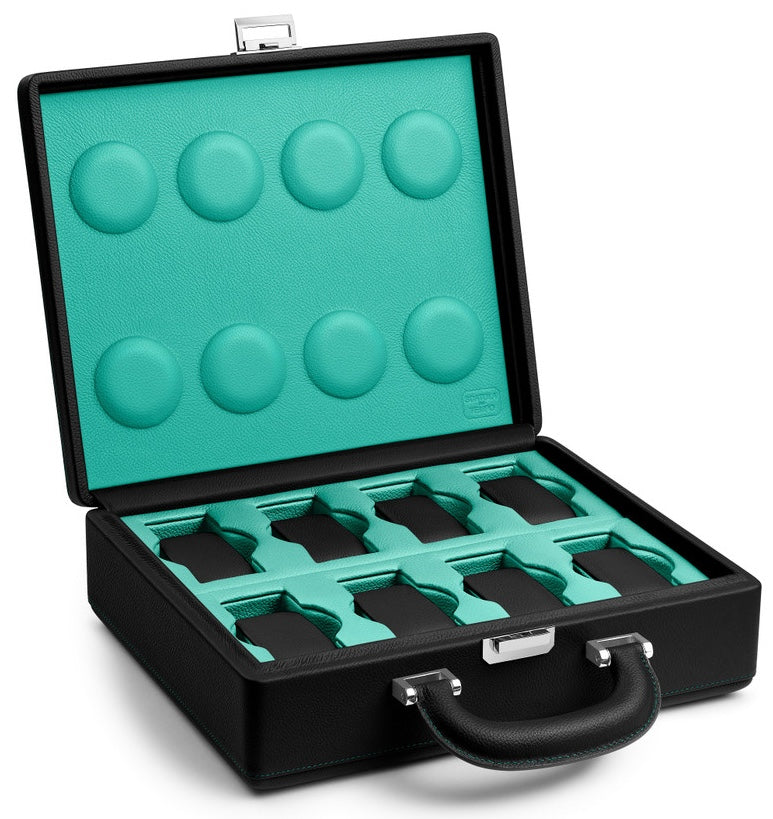 Scatola del Tempo Watch Case Valigetta 8 Handle Black Blue Tiffany 05013.BBLSIL Image 1