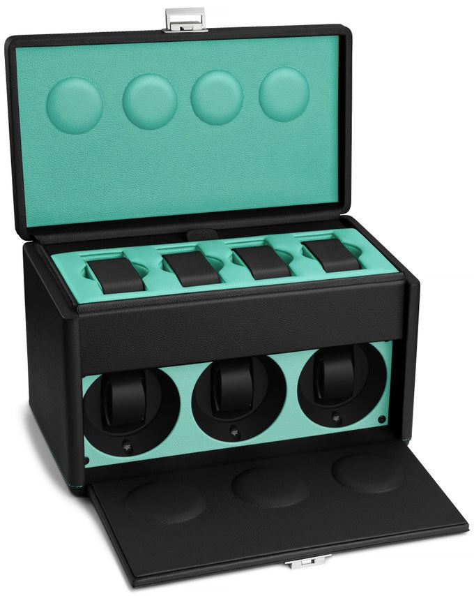 Scatola del Tempo Watch Winder 7RT Black Blue Tiffany 02069.BBLSIL Image 1