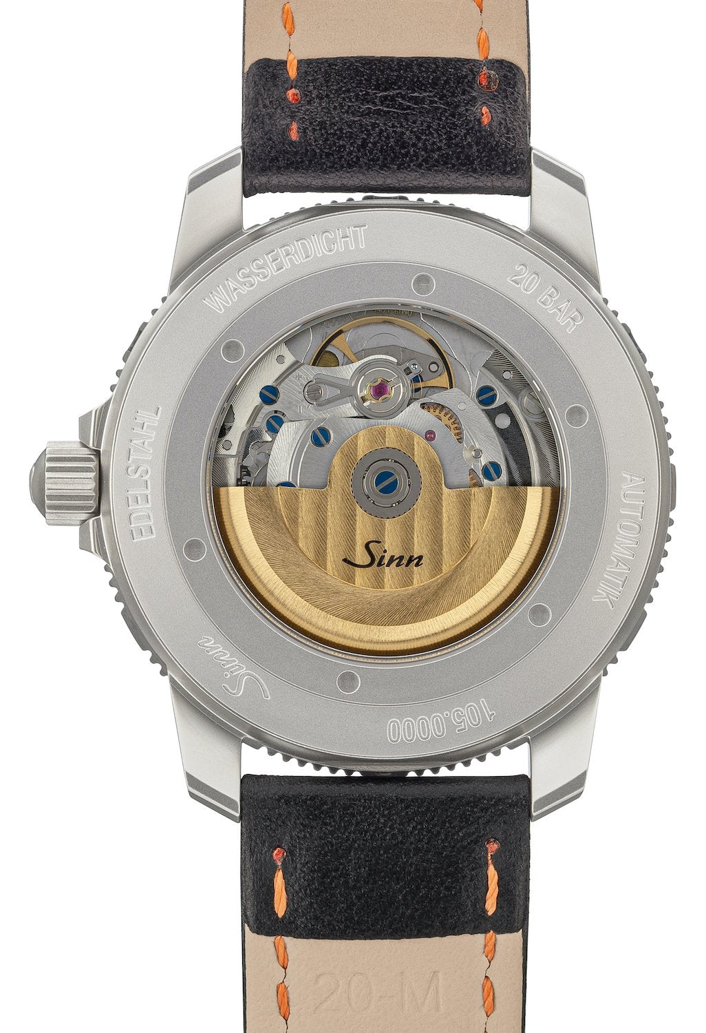 Sinn 105 St Sa Leather Watch 105.010 COWHIDE ORANGE STITCH Image 2