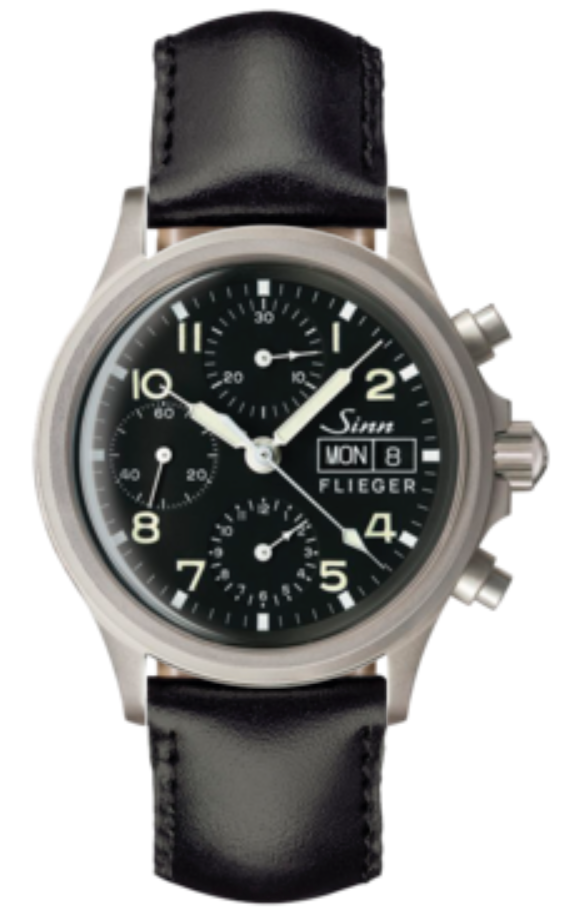 Sinn 356 Pilot Cowhide Black Watch 356.020 Cowhide Black With Orange Image 1