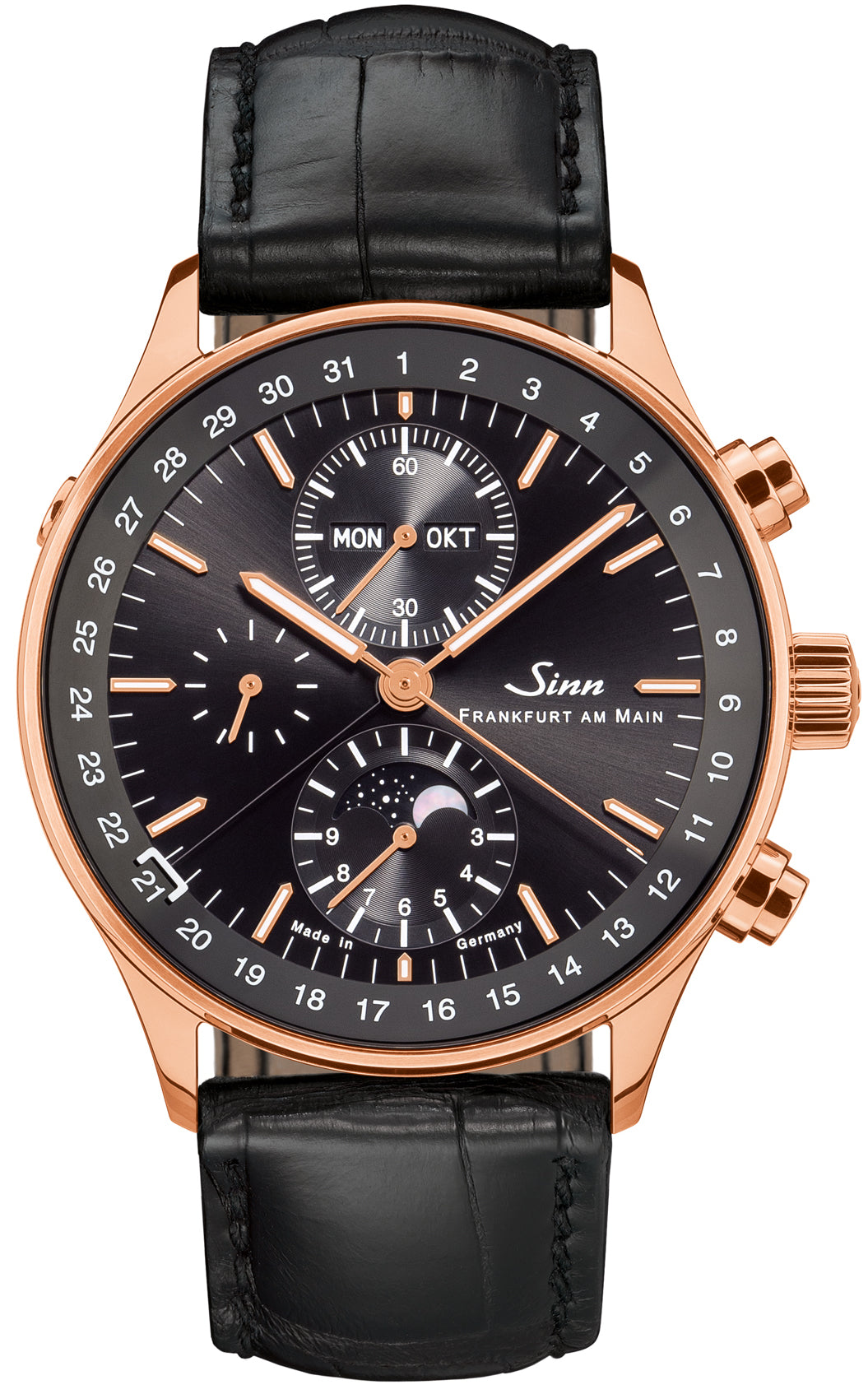Sinn Watch Frankfurt Financial District 6012 Rose Gold Anniversary Limited Edition 6012.021 Alligator Black Image 1