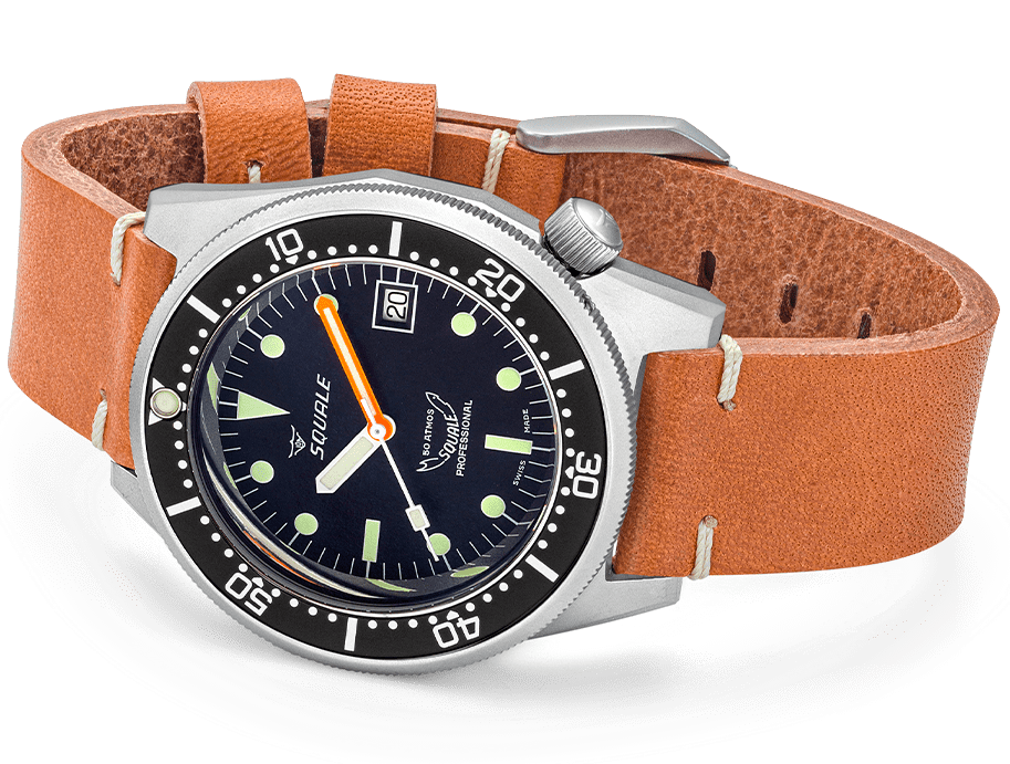 Squale 1521 Black Blasted Leather Watch 1521BKBL.PC Image 4