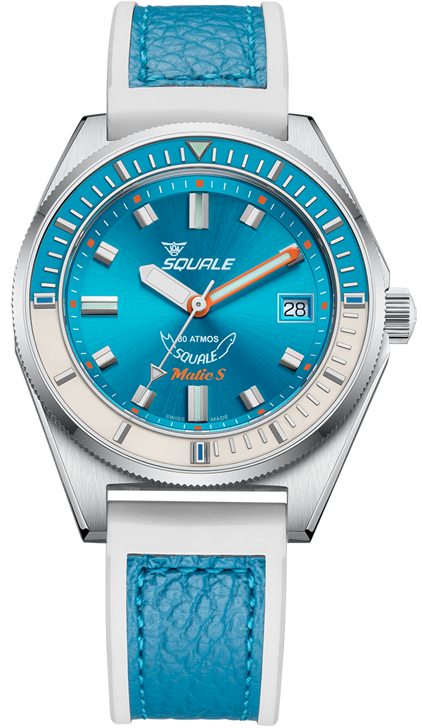 Squale Matic S Light Blue HydroLeather Watch MATICLBWLB.RLWLB Image 1