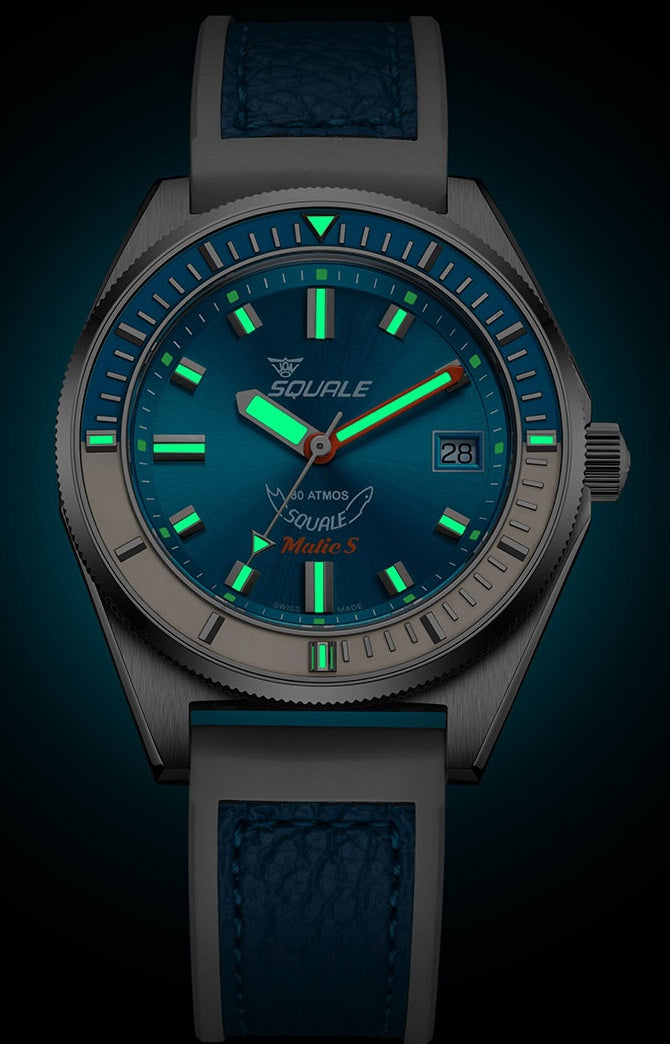 Squale Matic S Light Blue HydroLeather Watch MATICLBWLB.RLWLB Image 3