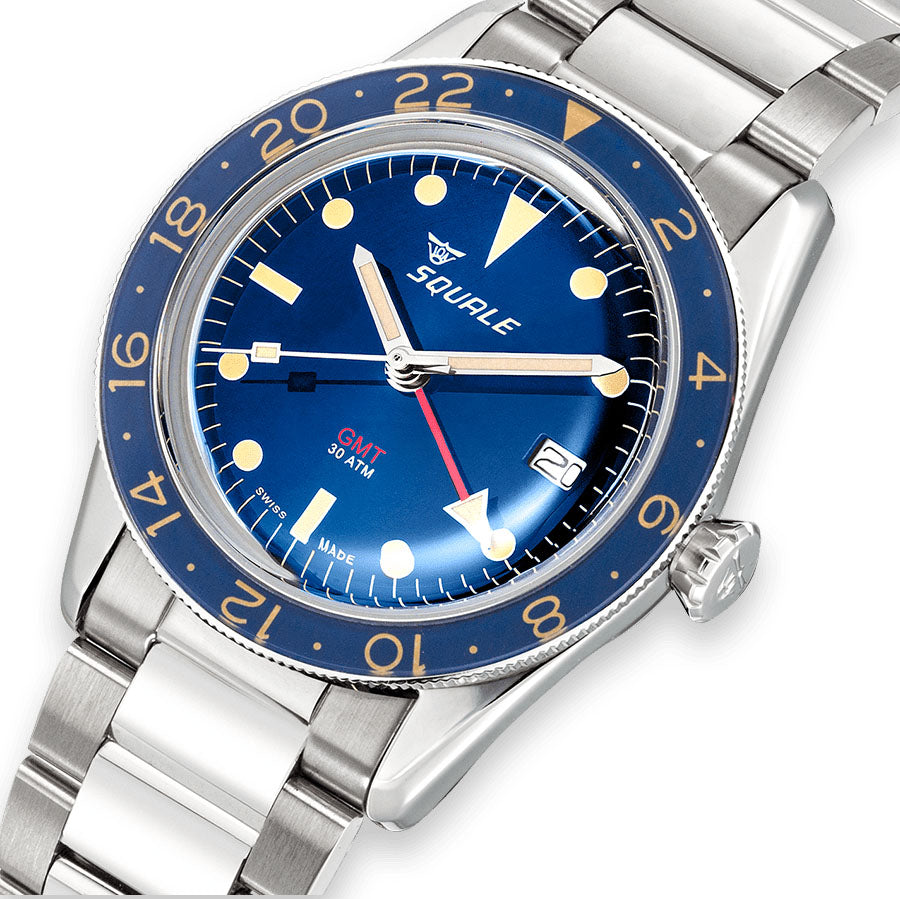 Squale SUB-39 GMT Blue Vintage Bracelet Watch SUB39GMTB.BR22 Image 4
