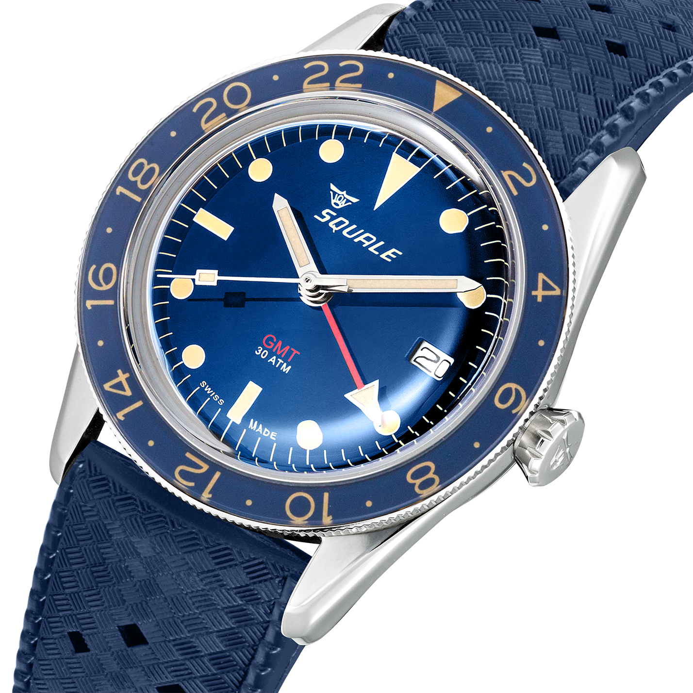 Squale SUB-39 GMT Blue Vintage Rubber Watch SUB39GMTB.HTB Image 3