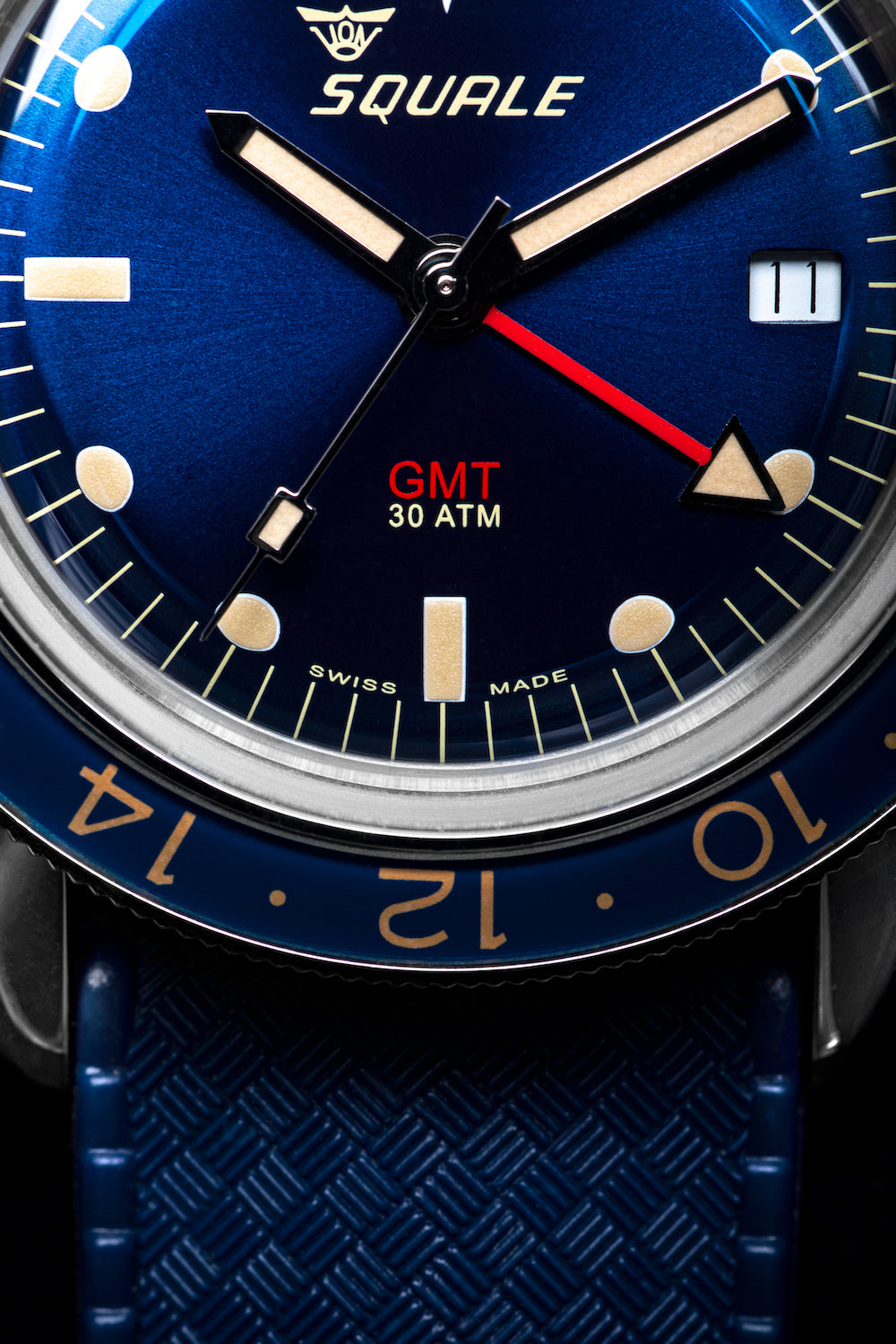 Squale SUB-39 GMT Blue Vintage Rubber Watch SUB39GMTB.HTB Image 8