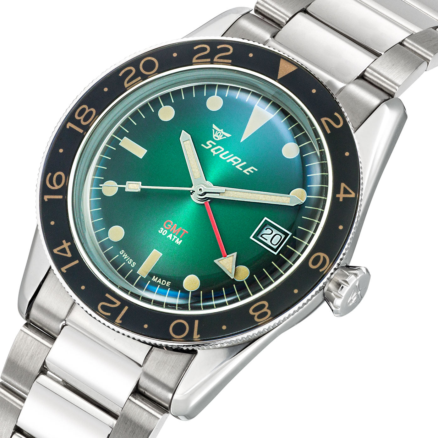 Squale SUB-39 GMT Vintage Green Bracelet Watch SUB-39GMGR.BR22 Image 3