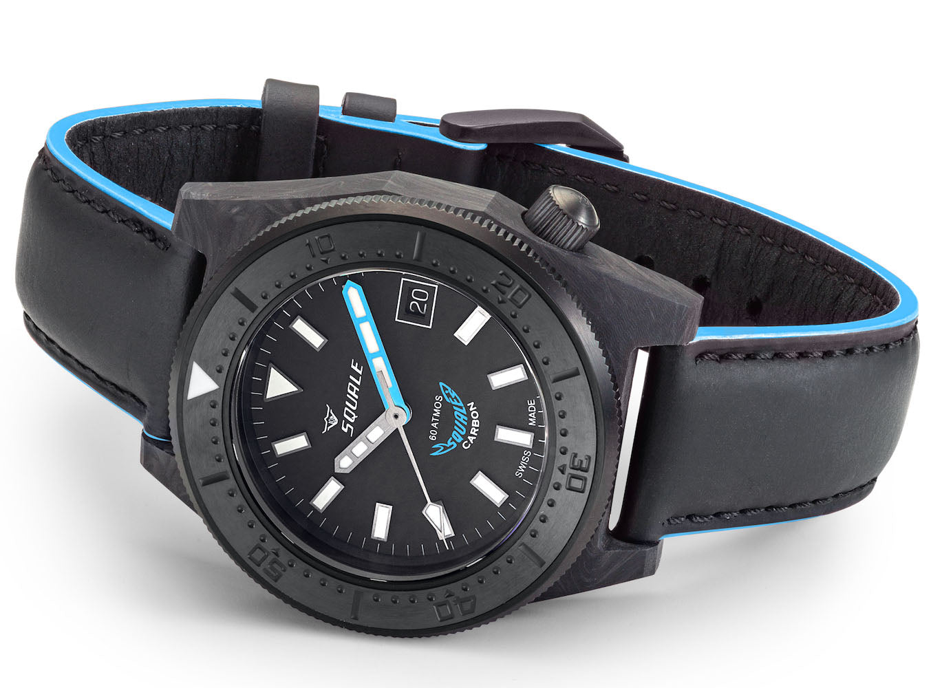 Squale T183 Blue Forged Carbon Leather Watch T183FCBL.CINLEATHOR Image 4