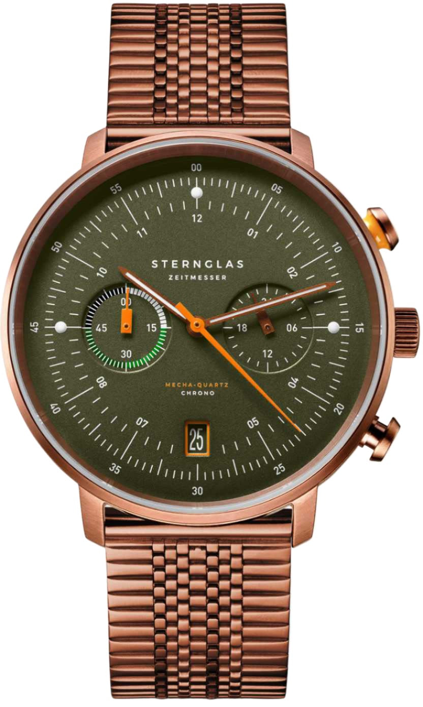 Sternglas Hamburg Chrono Green Bronze Watch S01-HC35-ME10 Image 1