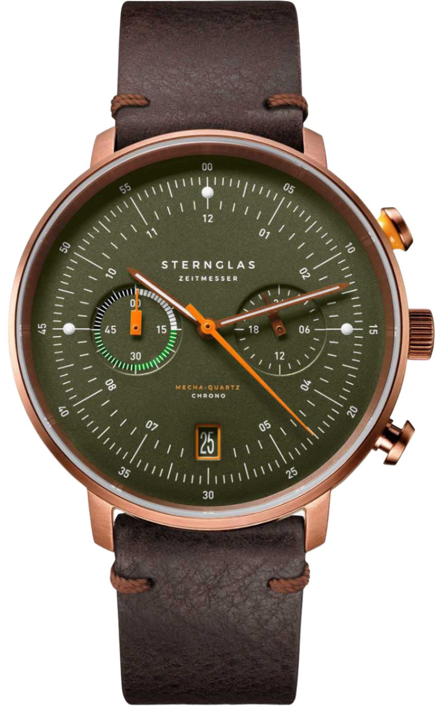 Sternglas Hamburg Chrono Green Bronze Watch S01-HC35-VI17 Image 1