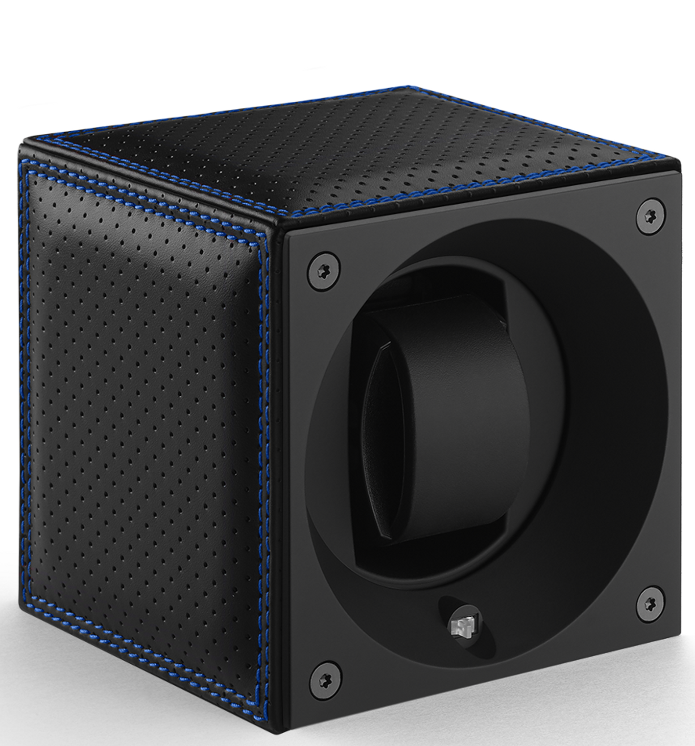 Swiss Kubik Watch Winder Single Masterbox Racing Line Blue Stitching SK01-CV-RC-BLEU Image 1