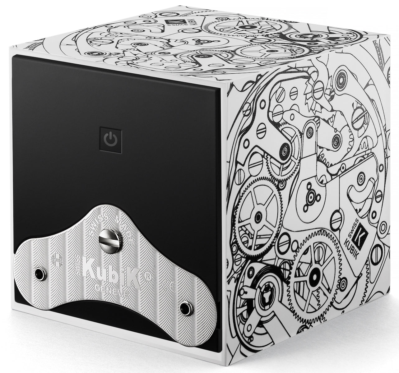 Swiss Kubik Watch Winder Single Startbox White Black Print SK01.STB.013.MVT Image 2