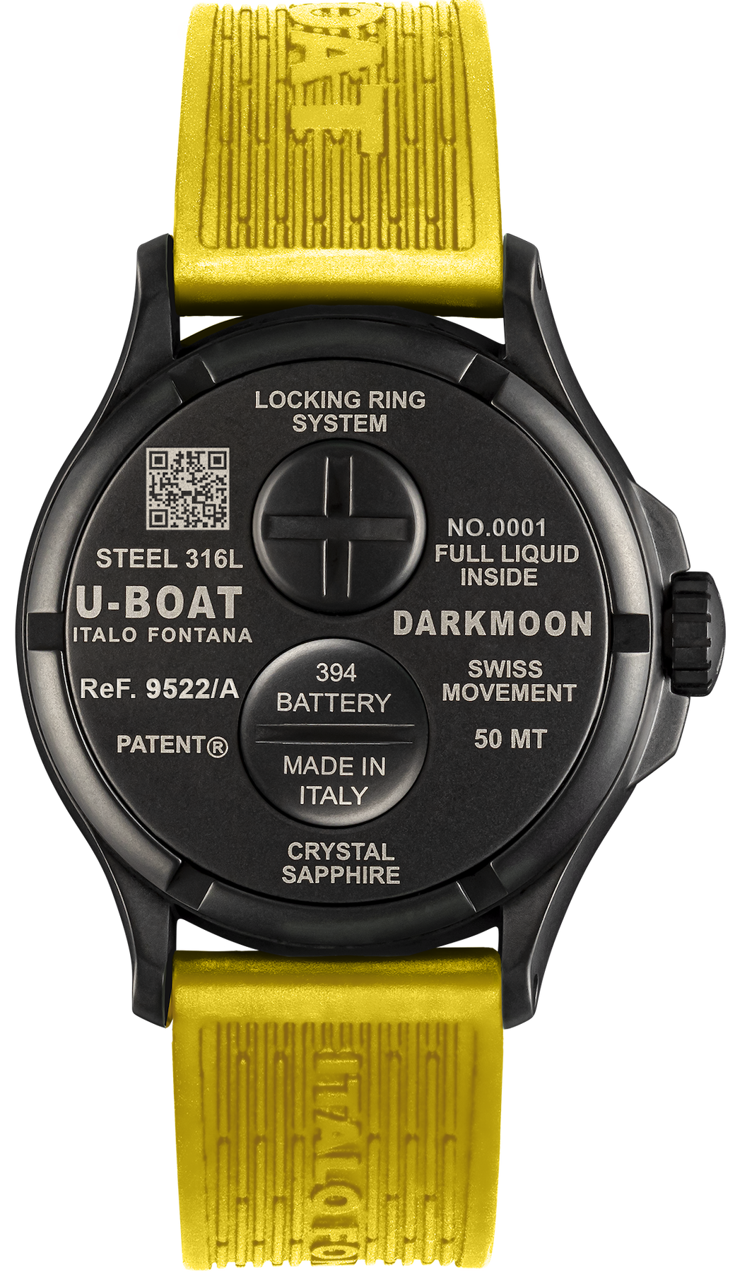 U-Boat Darkmoon 44 Black Yellow Curve PVD Watch D UBT-1068 Image 2