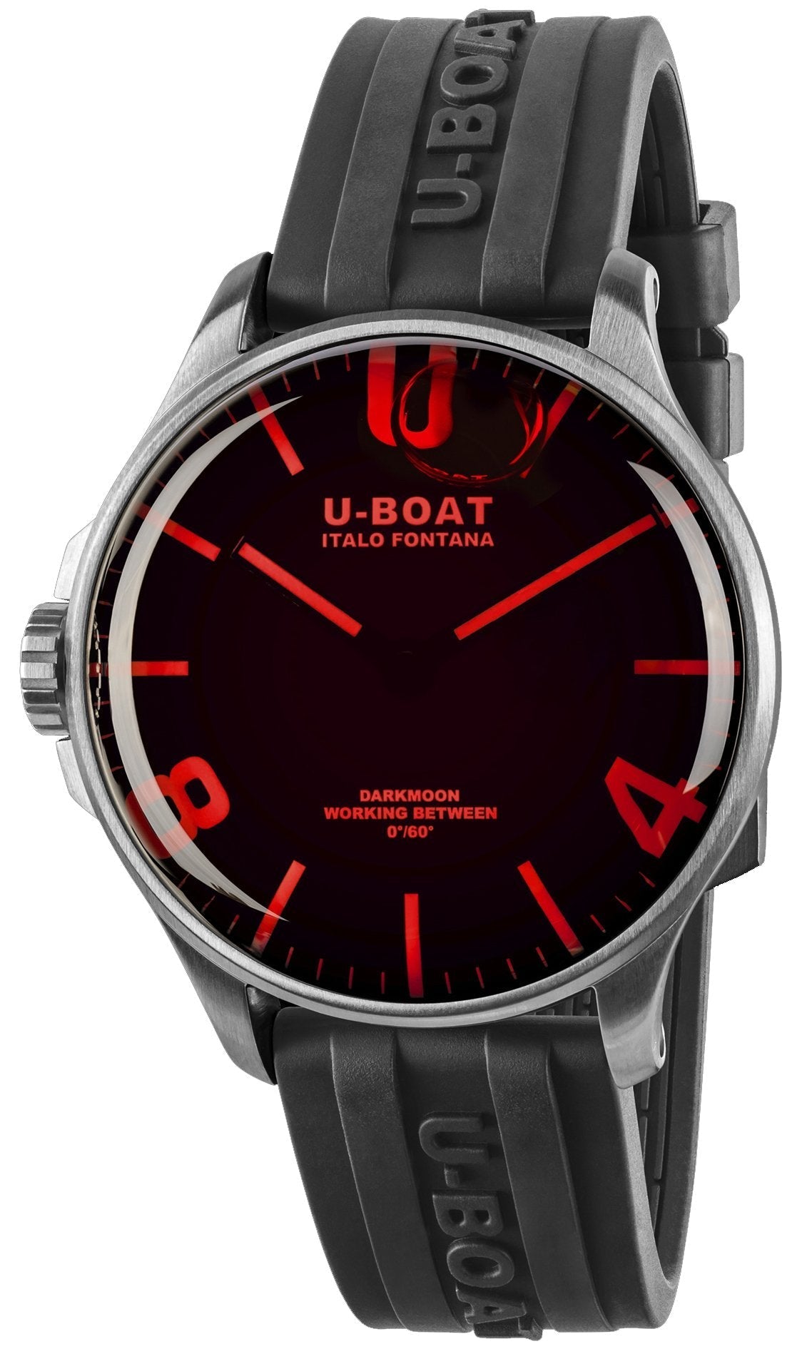 U-Boat Darkmoon 44 Red Glass SS Watch 8465/B Image 1